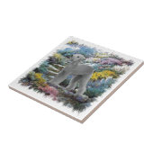 Bedlington Terrier Summer Garden Art Tegeltje (Zijkant)