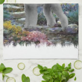Bedlington Terrier Summer Garden Art Theedoek (Gevouwen)