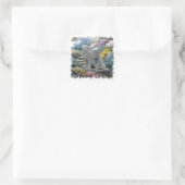 Bedlington Terrier Summer Garden Art Vierkante Sticker (Tas)