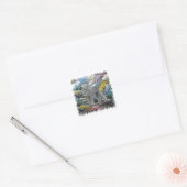 Bedlington Terrier Summer Garden Art Vierkante Sticker (Envelop)