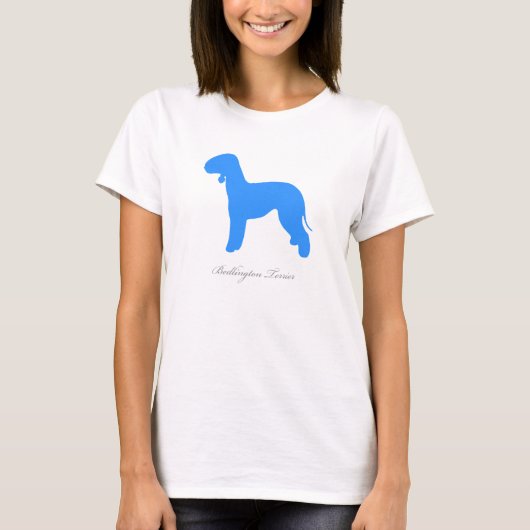 Bedlington Terrier T-shirt (blauw silhouet) (Voorkant)