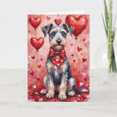 Bedlington Terrier Valentine Dog Sitting Kaart (Voorkant)