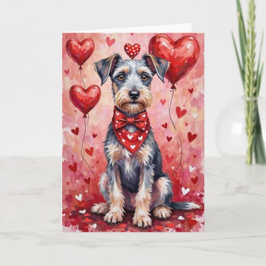 Bedlington Terrier Valentine Dog Sitting Kaart (Voorkant)