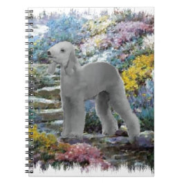 Bedlington Terrier Zomer Tuin Kunst Notitieboek