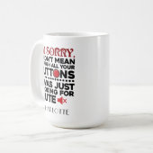 Bedoel niet om je Buttonnen te duwen. Koffiemok (Voorkant links)