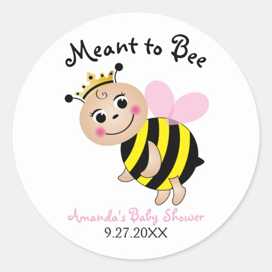 Bedoeld om Bee Baby shower Stickers-Pink Ronde Sticker (Voorkant)