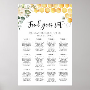 Bedoeld om Bee Floral bruiloft zithoek grafiek Poster