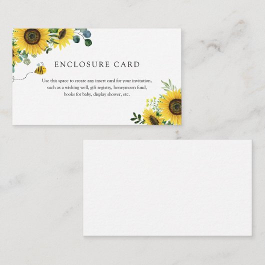Bedoeld om Bee Sunflower Enclosure Kaart (Voorkant / Achterkant)