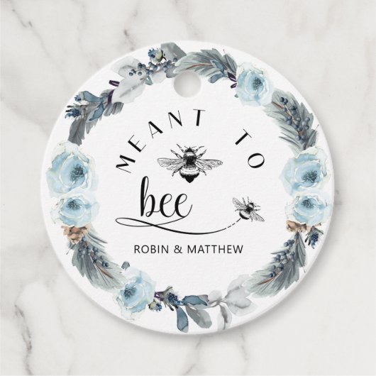 Bedoeld om bij te zijn, Dusty Blue Honey bruiloft Bedankjes Labels (Voorkant)