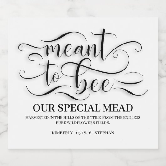 Bedoeld om bruiloft Mead - Honing Wijn Likeurfles Etiket (Enkel label)