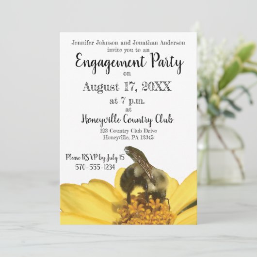 Bedoeld om Geel en Zwart Verlovingsfeest te zijn Kaart (Staand voorkant)