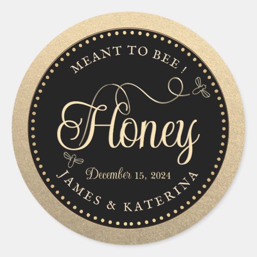 Bedoeld om Gold Black Wedding Honey Bee Label te z (Voorkant)