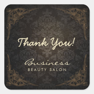  bedorven Damask Salon Business Dank u Vierkante Sticker