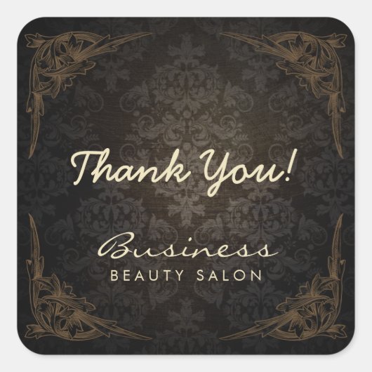  bedorven Damask Salon Business Dank u Vierkante Sticker (Voorkant)