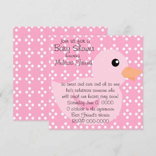 Bedotted Duck in Pink Kaart (Voorkant / Achterkant)