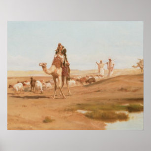 Bedouin in de woestijn, 1884 (olie op doek) poster