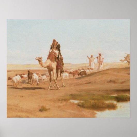 Bedouin in de woestijn, 1884 (olie op doek) poster (Voorkant)