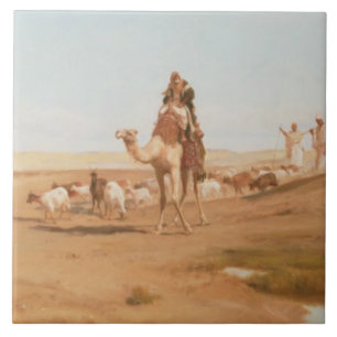 Bedouin in de woestijn, 1884 (olie op doek) tegeltje