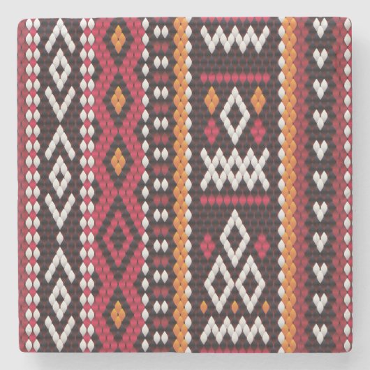 Bedouin Sadu Fabric Pattern Stenen Onderzetter (Voorkant)