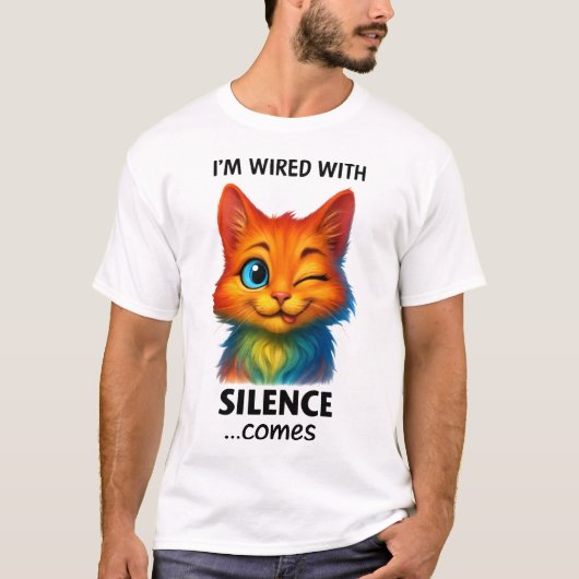 Bedraad Met Stilte Poëtisch Citaat Grappig T-shirt (Voorkant)