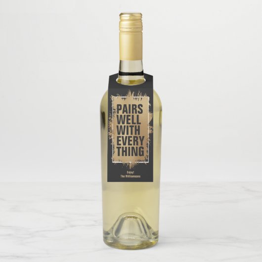 BEDRAAGT GOED MET ALLE Goudolie op zwart Flessenhanger (Op fles)