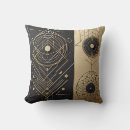 Bedrade geometrie in zwart en goud kussen