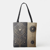 Bedrade geometrische vormen in zwart en goud tas (Achterkant)