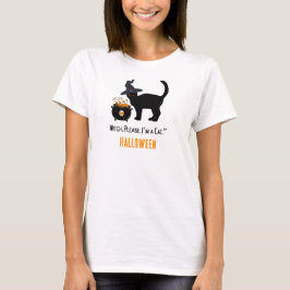 bedrade kat met heksenhut in halloween bewerkbaar t-shirt