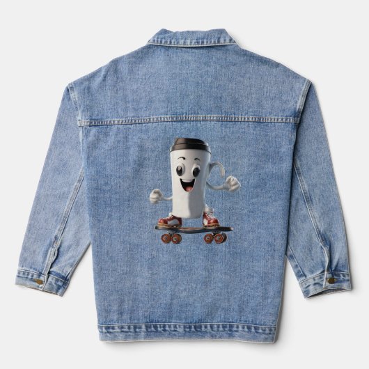 bedrade koffie denim jacket (Achterkant)