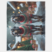 Bedrade Pointer Griffon Honden Kerst Sneeuw Fleece Deken (Voorkant)