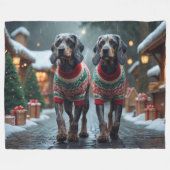 Bedrade Pointer Griffon Honden Kerst Sneeuw Fleece Deken (Voorkant (Horizontaal))