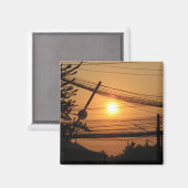 Bedrade zonsondergang ... Krung Thep, Thailand Magneet (Voorkant / Achterkant)
