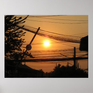 Bedrade zonsondergang ... Krung Thep, Thailand Poster
