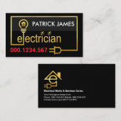 bedradingscircuit van een gouden elektricien visitekaartje (Voorkant / Achterkant)