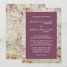 Bedrag van de Rozen en Amaranth Pink Wedding Invit