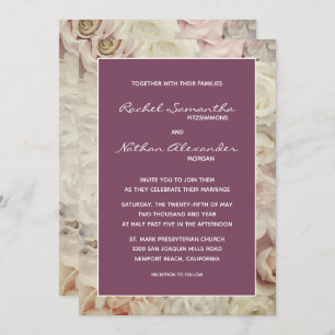 Bedrag van de Rozen en Amaranth Pink Wedding Invit