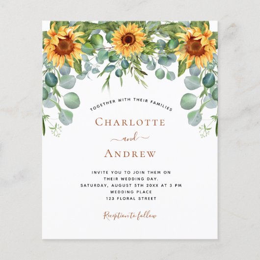 Bedrag voor weddenschap met zonnebloemen - gouden flyer (Voorkant)