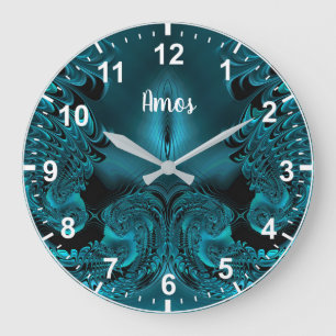 BEDRAG ~ WOW! Fractal Pattern Green en Black ~ Grote Klok