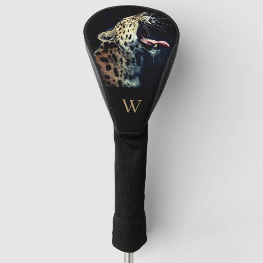 Bedreigd Amur Leopard Foto Monogram Initiaal Golfheadcover (Voorkant)