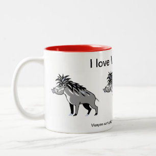 Bedreigd dier - I love Warty PIGS - Natuur - Tweekleurige Koffiemok