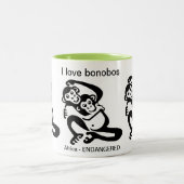 Bedreigd dier - Ik hou van BONOBOS -Chimpansee- Tweekleurige Koffiemok (Center)