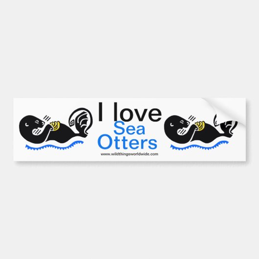 Bedreigd dier - Ik hou van Zee OTTERS - Natuur Bumpersticker (Voorkant)