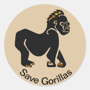 Bedreigd dier - Red de gorilla's - Afrika Ronde Sticker