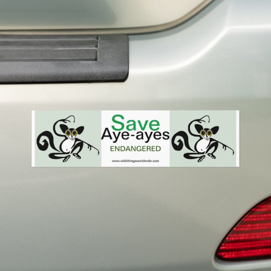 Bedreigd dier - Save AYE-AYES - Conservation - Bumpersticker (Op auto)