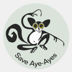 Bedreigd dier - Save AYE-AYES - Primaat - Lemur Ronde Sticker