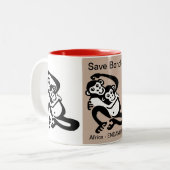 Bedreigd dier - Save BONOBOS - chimpansees - Tweekleurige Koffiemok (Voorkant links)