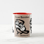 Bedreigd dier - Save BONOBOS - chimpansees - Tweekleurige Koffiemok (Center)