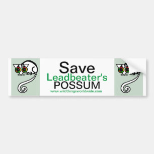 Bedreigd dier - Save Leadbeater's POSSUM - Bumpersticker