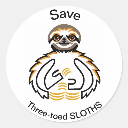 Bedreigd dier - Save Three-Toed SLOTHS - Ronde Sticker (Voorkant)