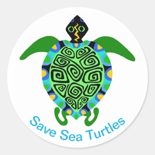Bedreigd dier - Save Zee TURTLES - Wildlife - Ronde Sticker (Voorkant)